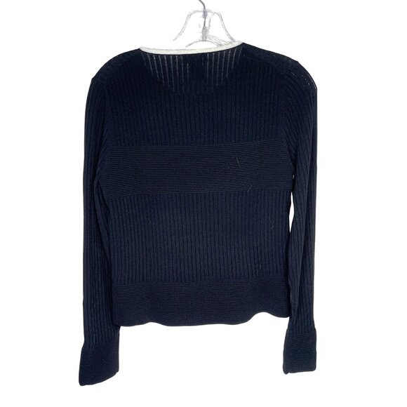 Grace Dane Lewis Large  Black/White Fine Knit Top Trim Zipper Front  86L - Picture 2 of 8